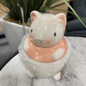 Pink Easter Bunny Spring Ceramic Sugar Pot Jar 10 Strawberry Street NWT